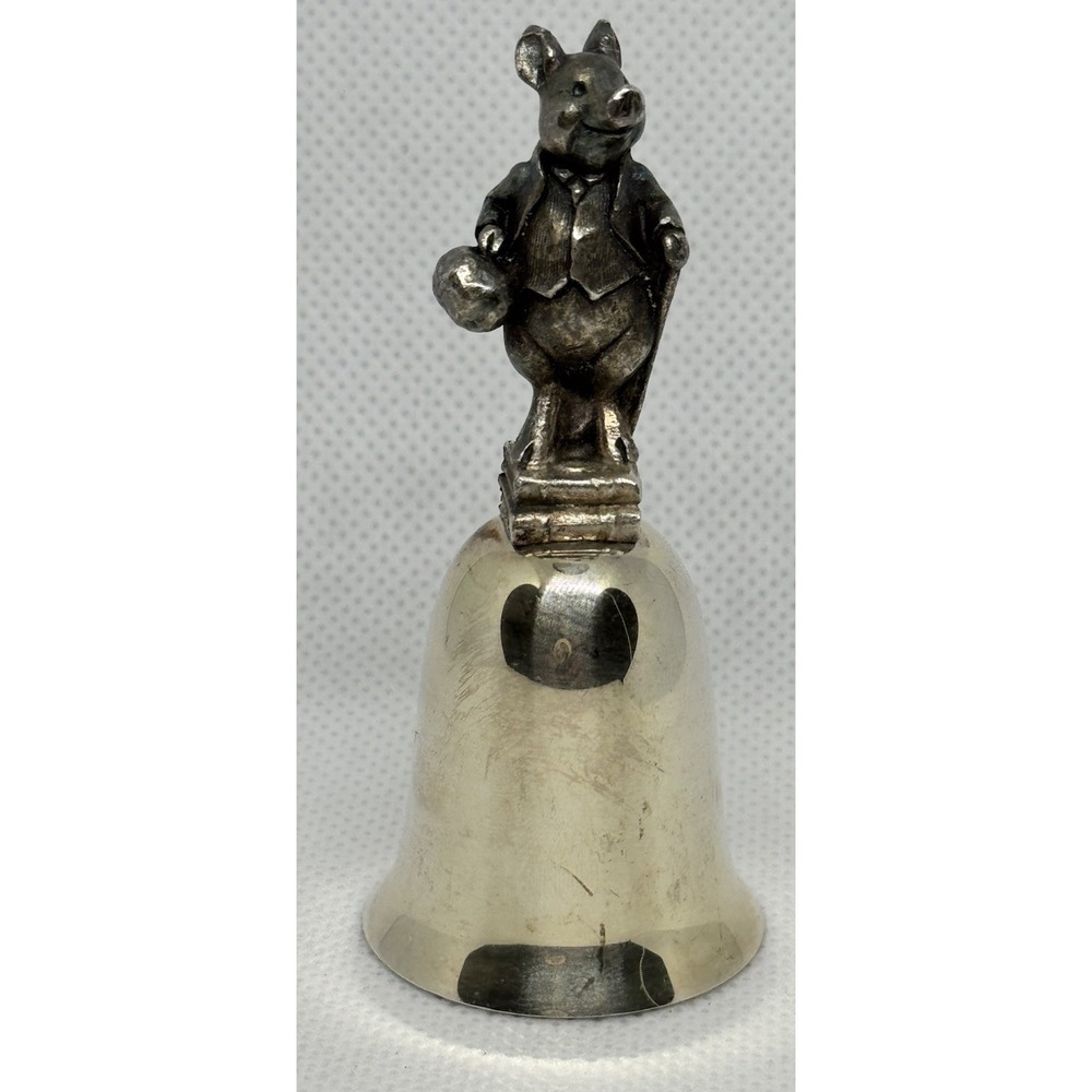 Beatrix Potter Pigling Bland Pewter Bell NE Collectors Society Silver Plate